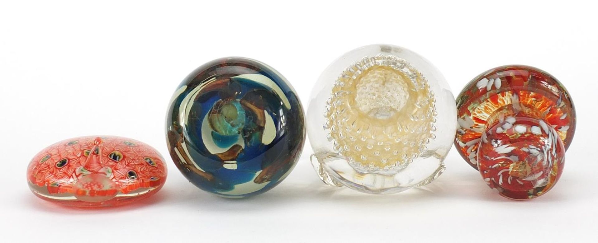 Four glass paperweights including Mdina, the largest 12cm high - Image 3 of 4