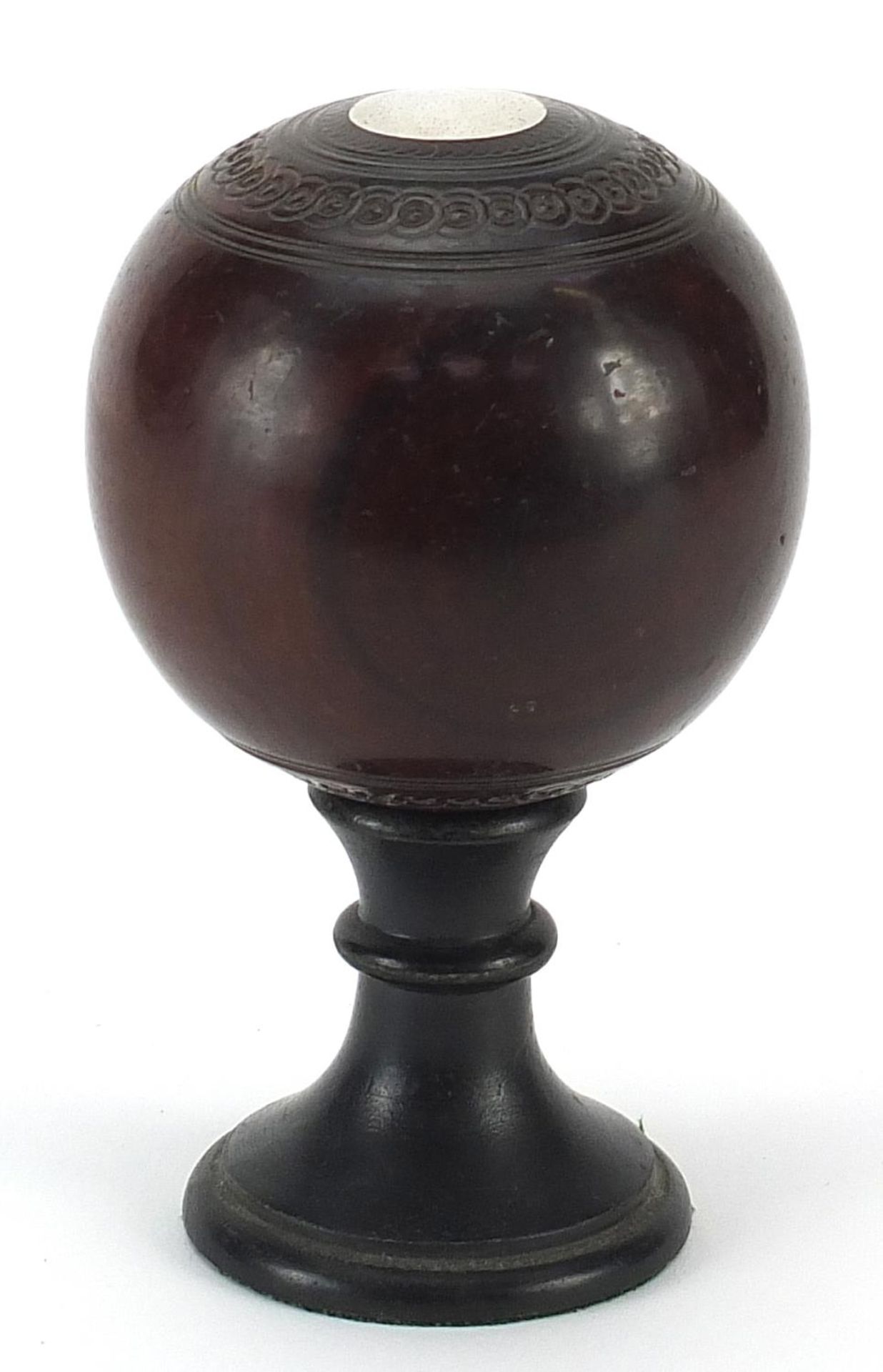 Presentation rosewood bowl by Jaques of London with inset silver plaques on ebonised stand, - Image 2 of 4