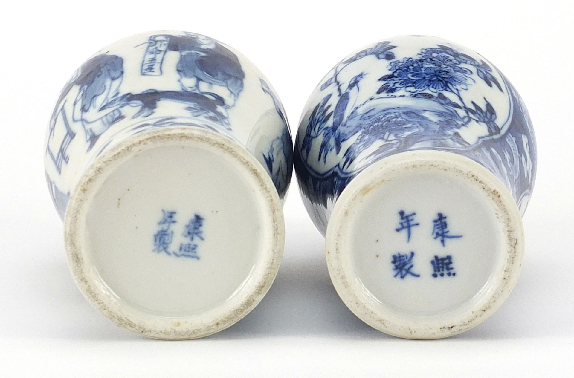 Two Chinese blue and white porcelain baluster vases with covers, hand painted with birds amongst - Image 3 of 3