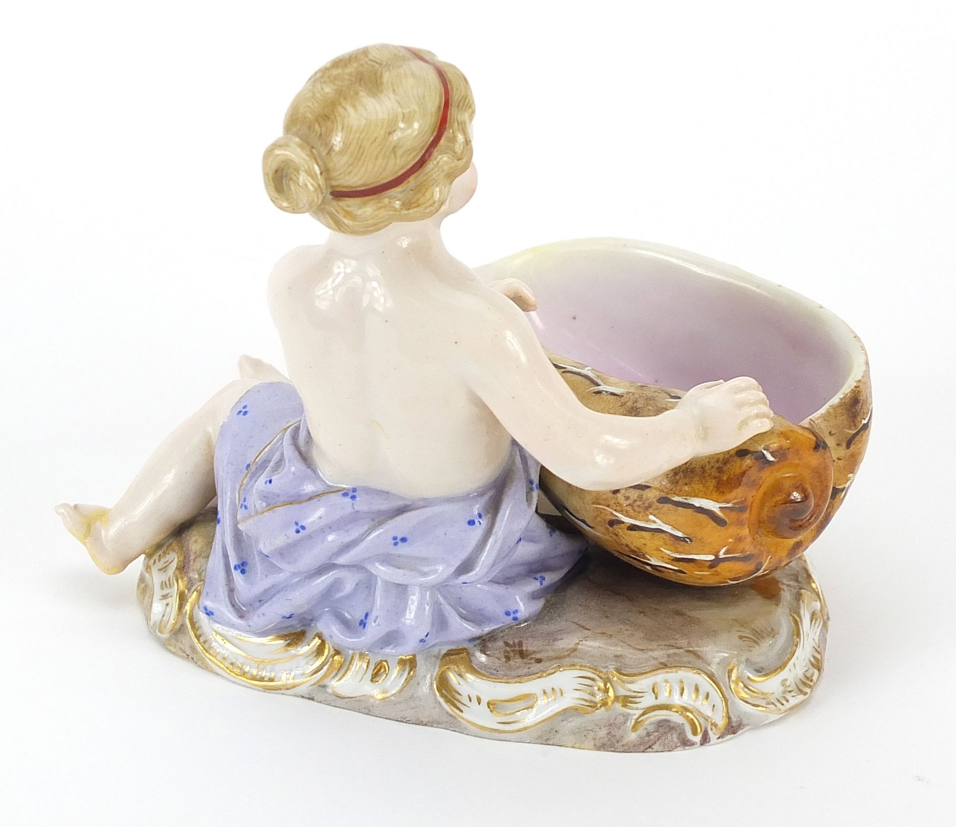 Meissen, 19th century German porcelain figural salt dish of a young girl, 10.5cm high - Image 2 of 3