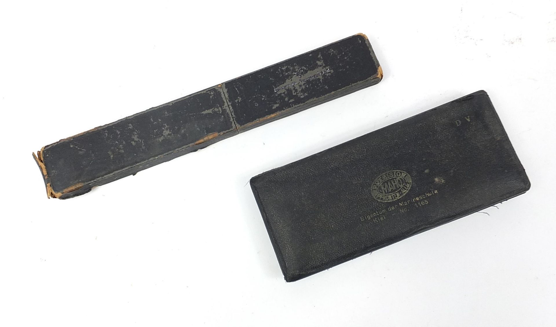 German military interest drawing set and slide rule with case from Eigentum der Marineschule, - Image 2 of 5