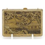 Japanese vanity case with mirrored interior by Okumura, 10cm wide Overall in generally good