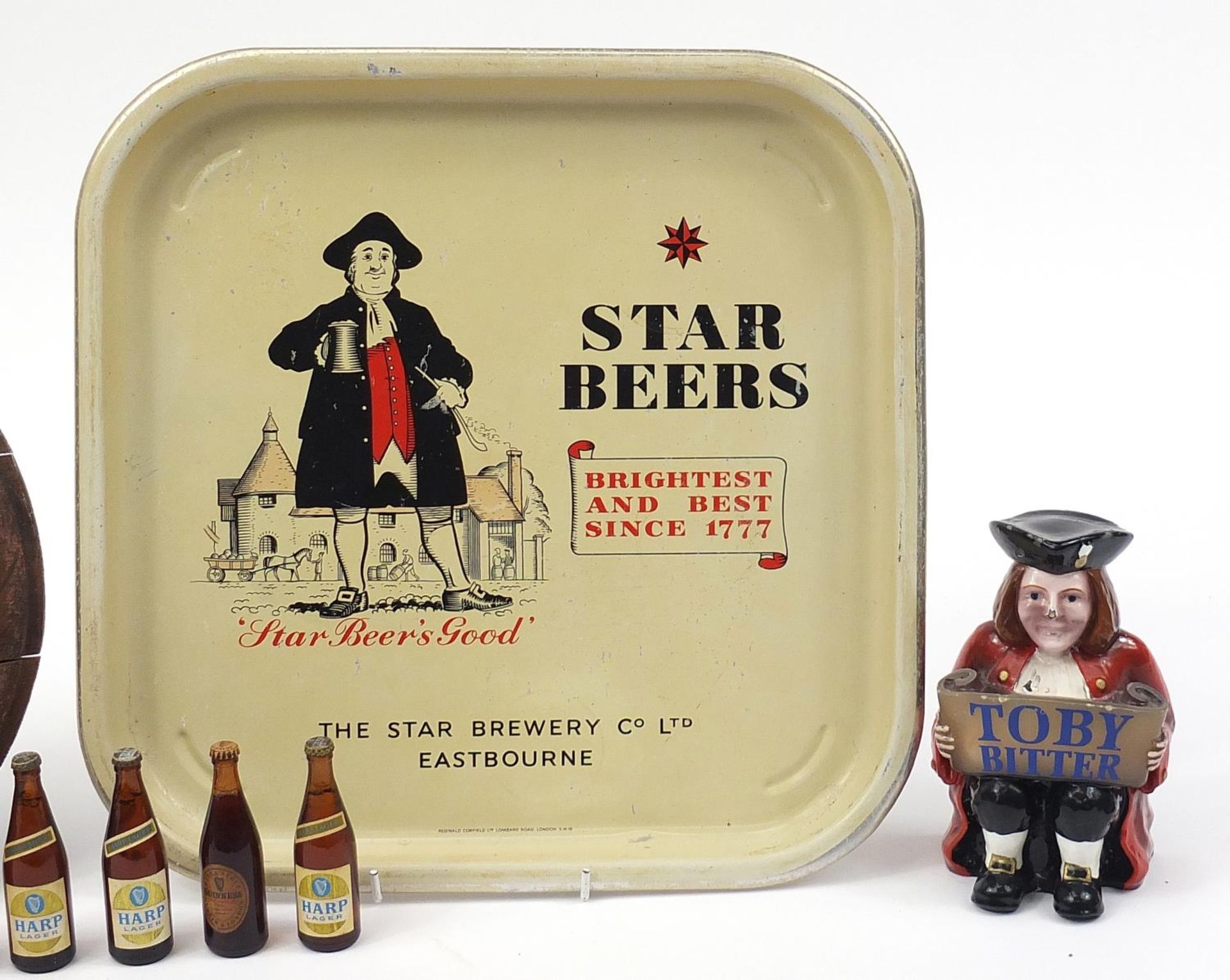 Vintage and later breweriana including Star Brewery Eastbourne wooden plaque, tray and miniature - Image 3 of 3