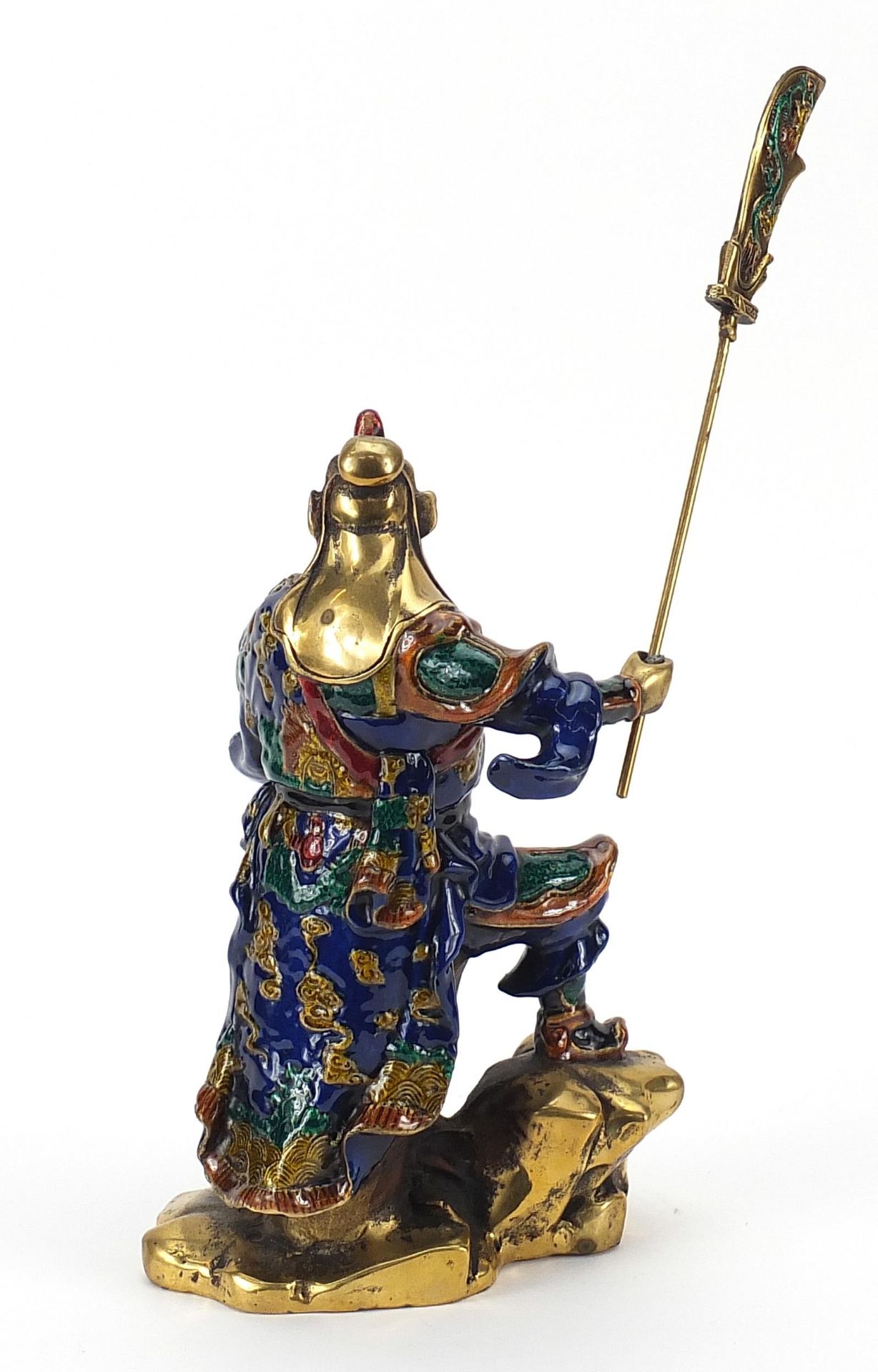 Chinese enamelled bronze figure of an Emperor, 31.5cm high - Image 2 of 3