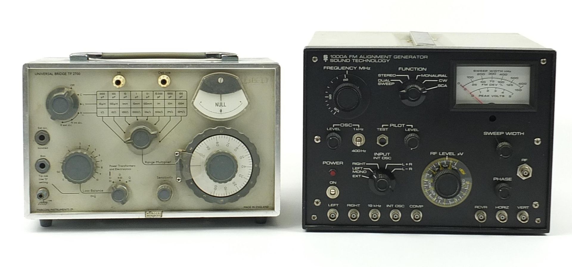 Sound Technology 1000A FM alignment generator and Marconi Instruments universal bridge TF2700