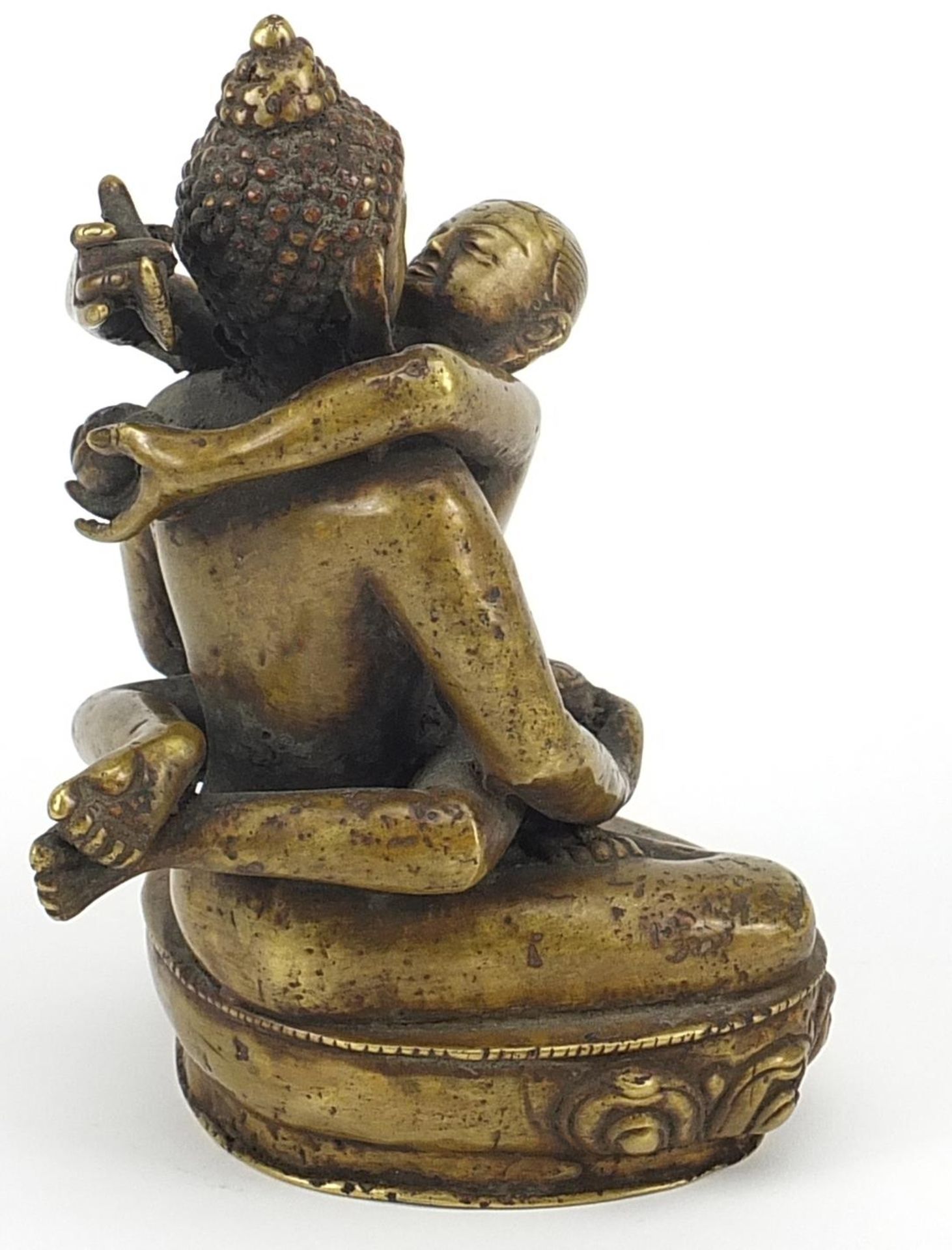Nepalese patinated bronze study of a girl with child, 18cm high - Bild 2 aus 3