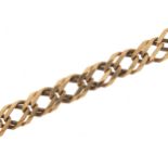 9ct gold multi link bracelet, 21cm in length x 9mm wide, 19.0g