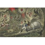 After James Gillray - The valley of the shadow of death, satirical print in colour, framed and