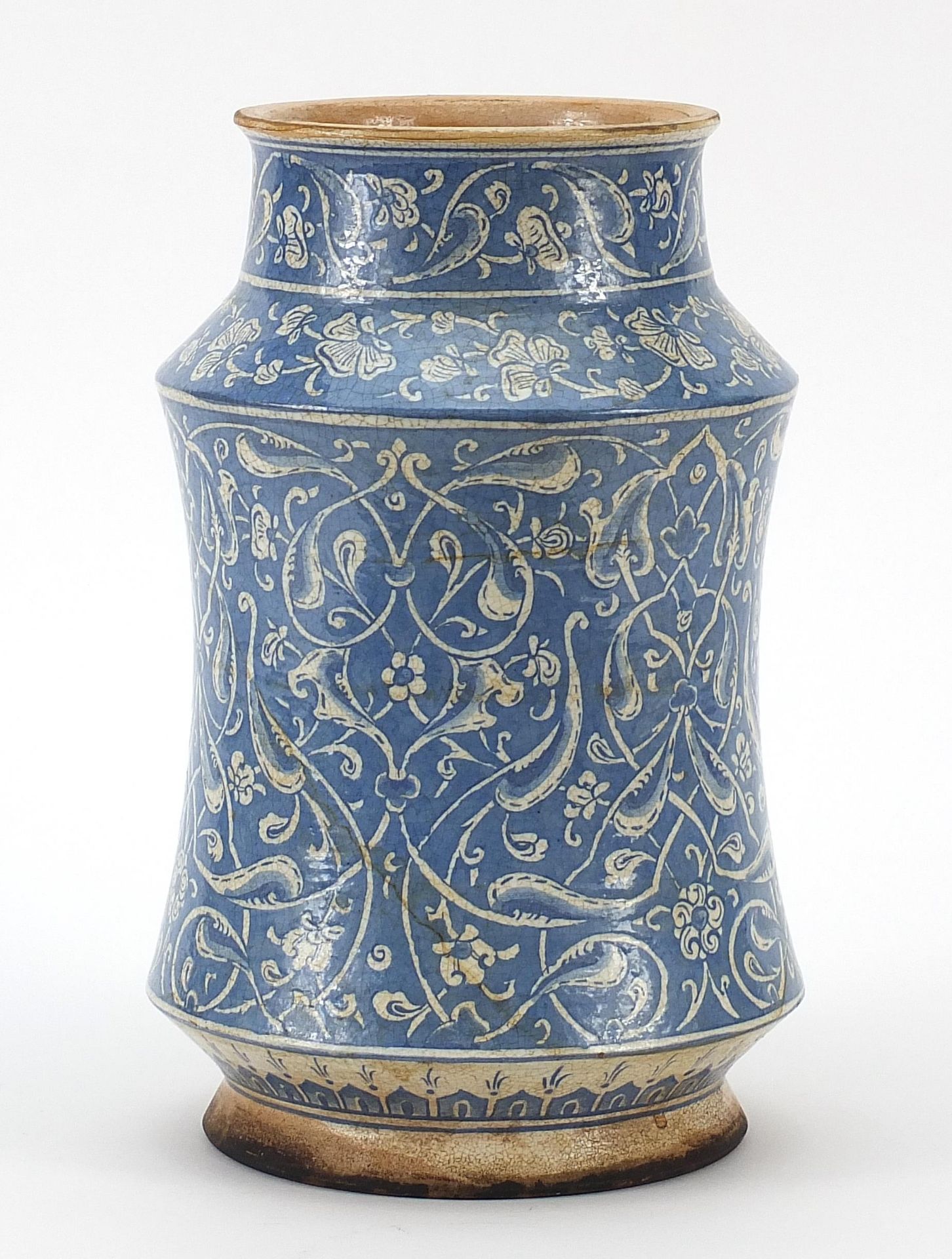 Turkish Iznik style vase hand painted with flowers, 23cm high