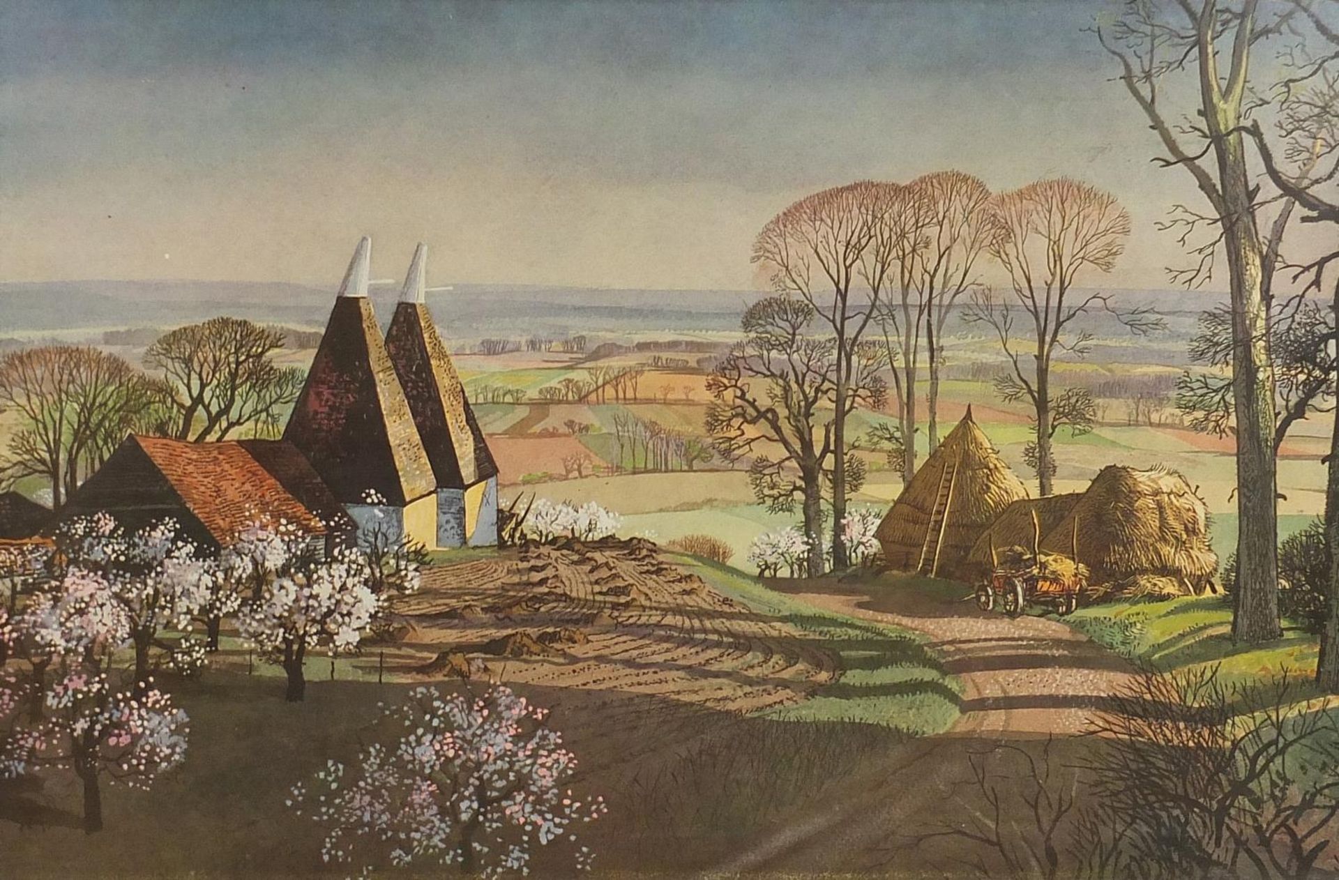 Rowland Hilder - Garden of England and one other, two vintage prints in colour, mounted and - Image 2 of 10