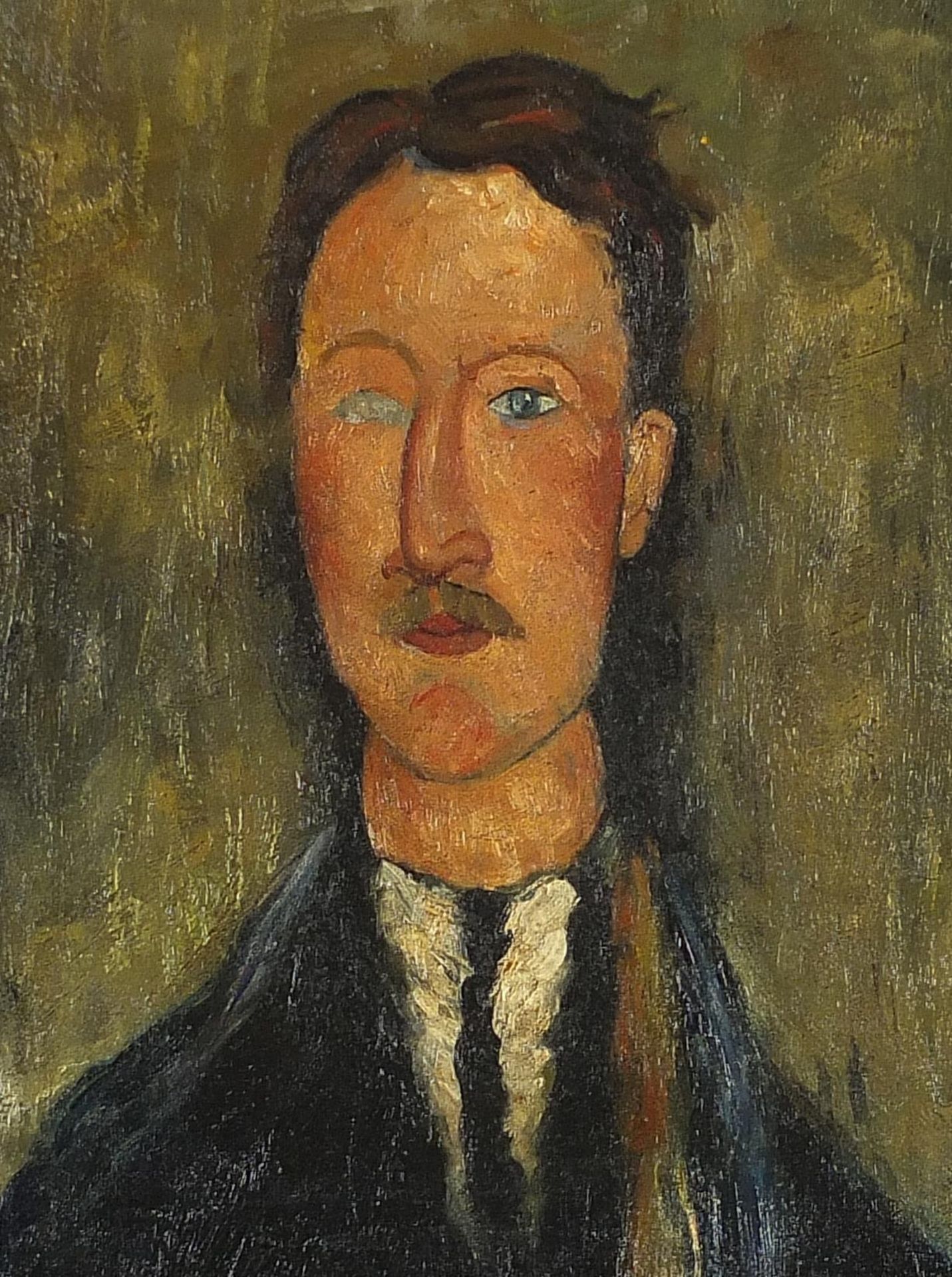 After Amedeo Modigliani - Head and shoulders portrait of a gentleman, Italian school oil on board,