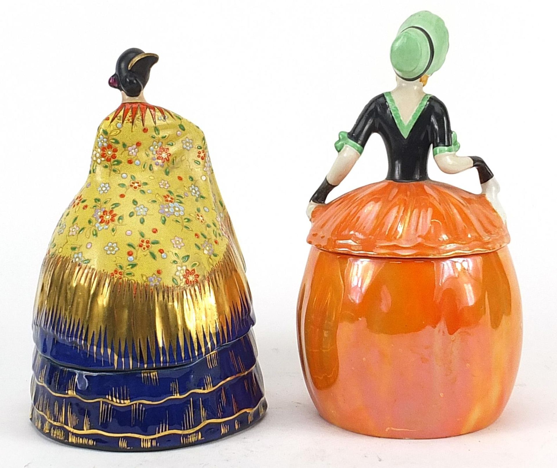 Two Carltonware Crinoline Lady powder pots with covers, the largest 20.5cm high Overall in generally - Image 2 of 3