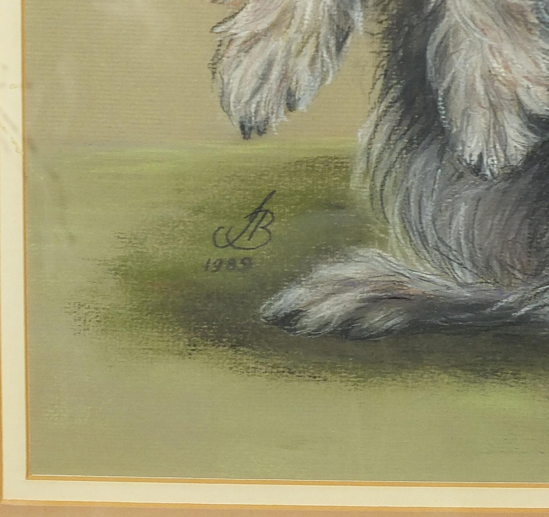 Portrait of a Terrier, pastel, indistinctly monogrammed and dated, possibly J B, 1989, mounted, - Image 3 of 4
