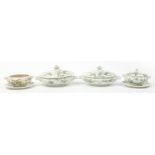 George Jones, Victorian Aesthetic almonds dinnerware including two lidded tureens, the largest