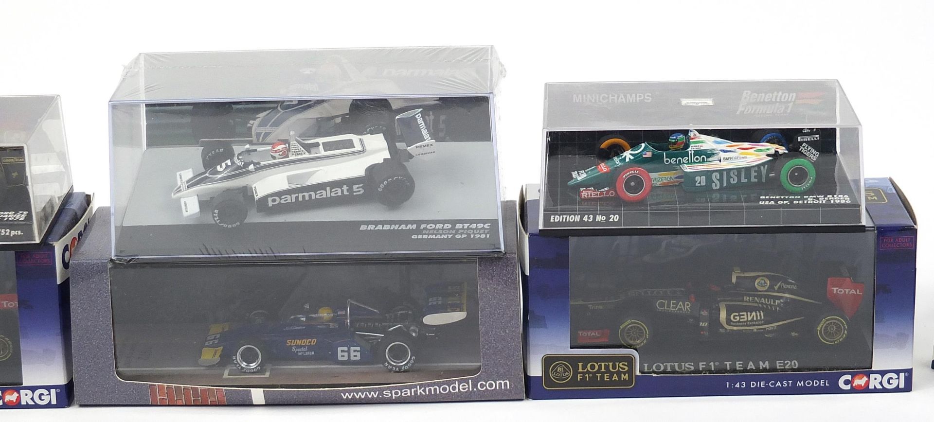 Diecast racing vehicles with case including Minichamps, Corgi and Quartzo - Image 3 of 4