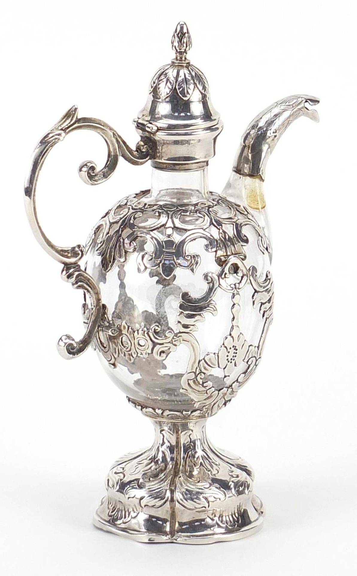 French silver overlaid glass miniature ewer, 15.5cm high - Image 2 of 3