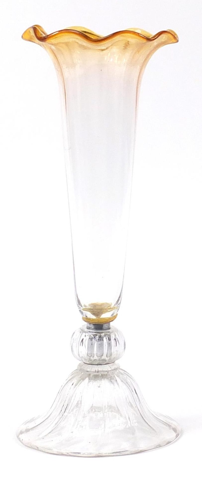 Large glass vase with orange frilled rim, 51cm high - Image 2 of 3