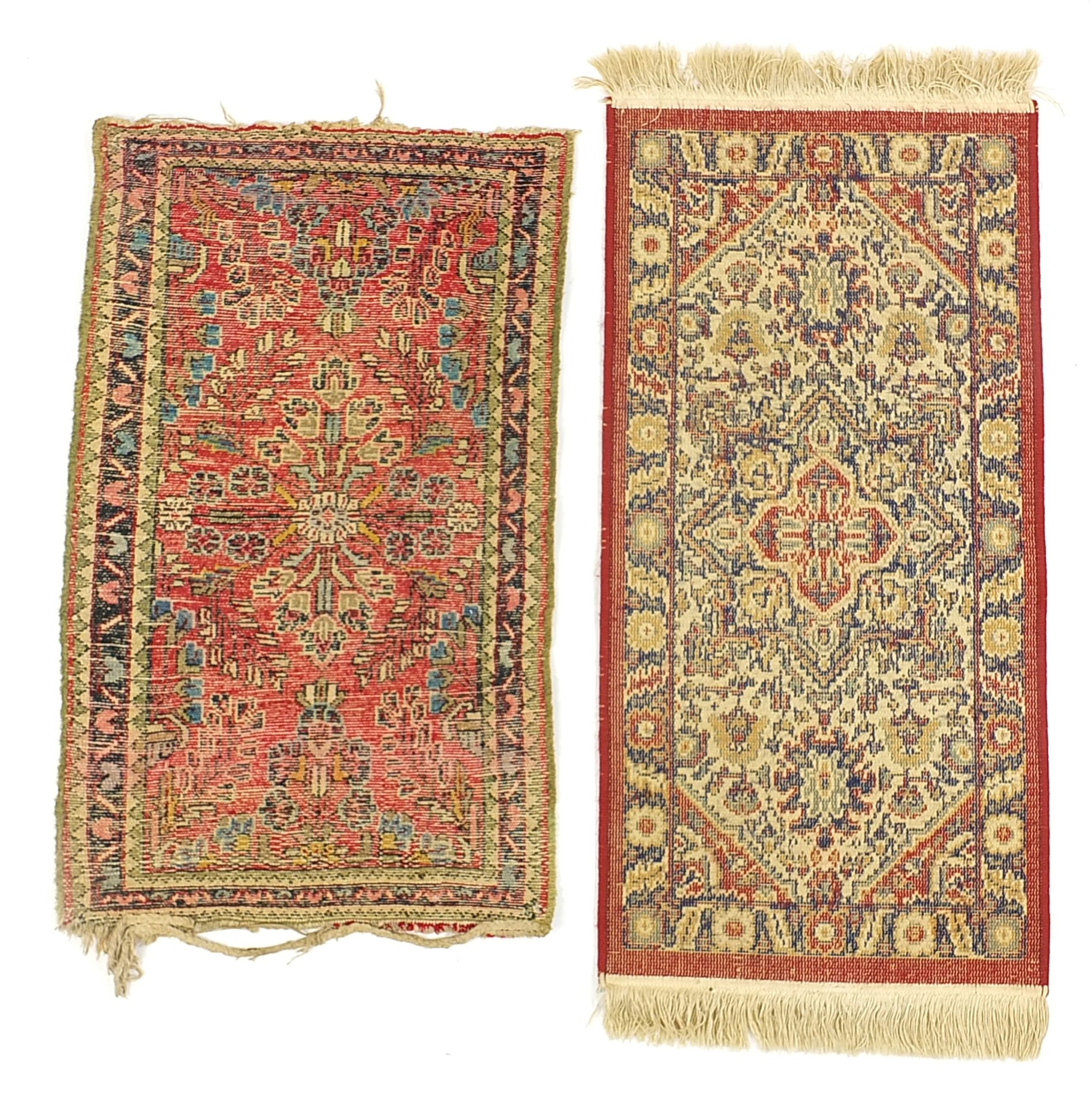 Two small red ground rugs, the largest 100cm x 50cm - Bild 2 aus 2