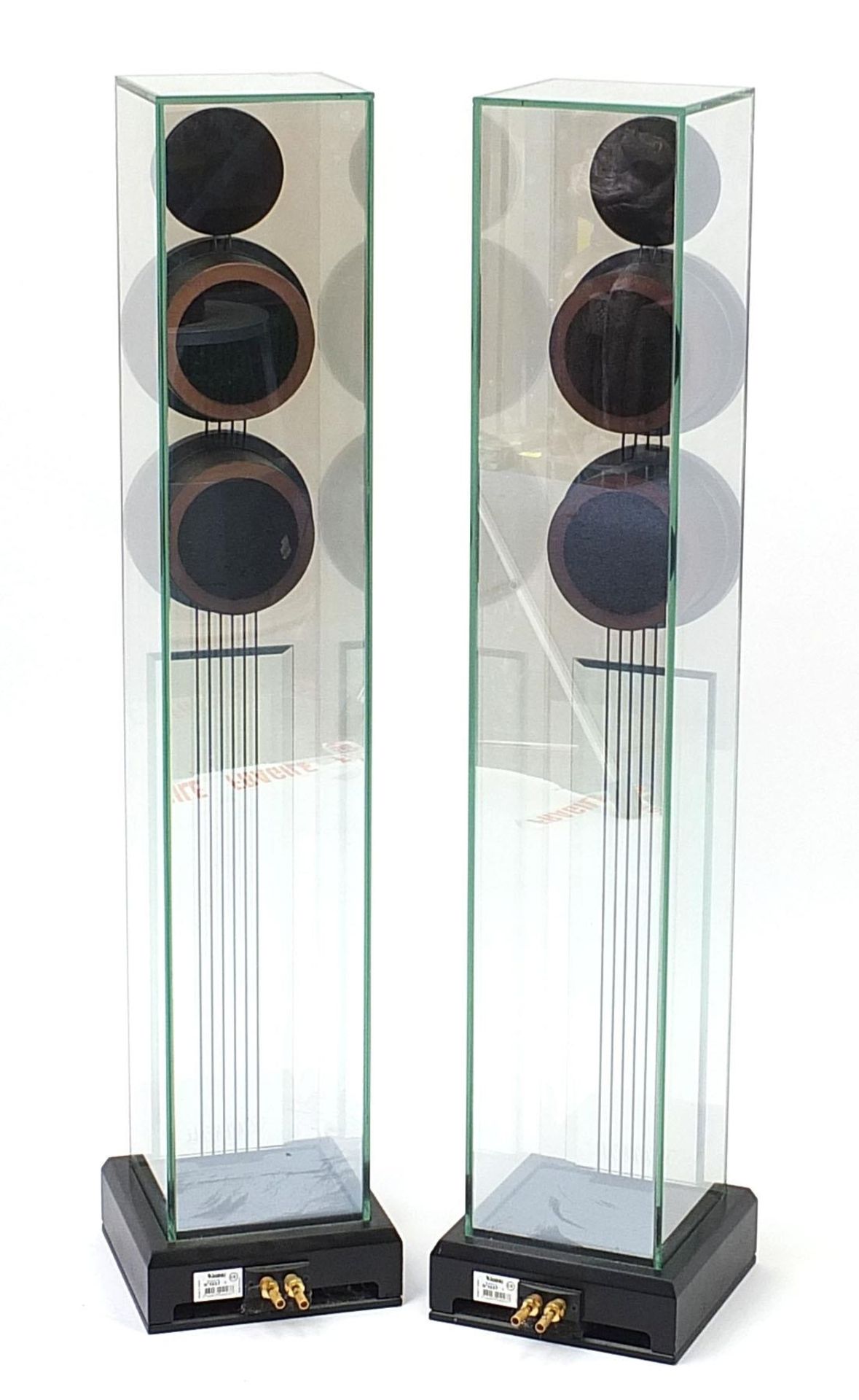 Pair of contemporary Waterfall Victoria glass tower speakers, number 1337, 95cm high - Image 4 of 5