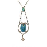 Charles Horner, Art Nouveau silver and enamel necklace, Chester 1918, 38cm in length, 10.1g