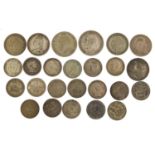 George III and later British coinage, some silver including half crowns and florins, 179g