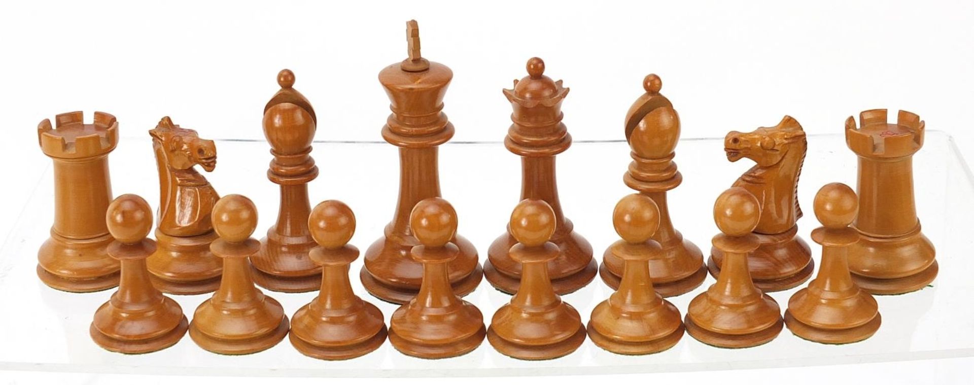 Ebony and boxwood Staunton pattern chess set with folding board, the largest pieces each 8cm high - Image 3 of 7