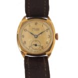 Majex, gentlemen's 9ct gold manual wristwatch, 29mm wide