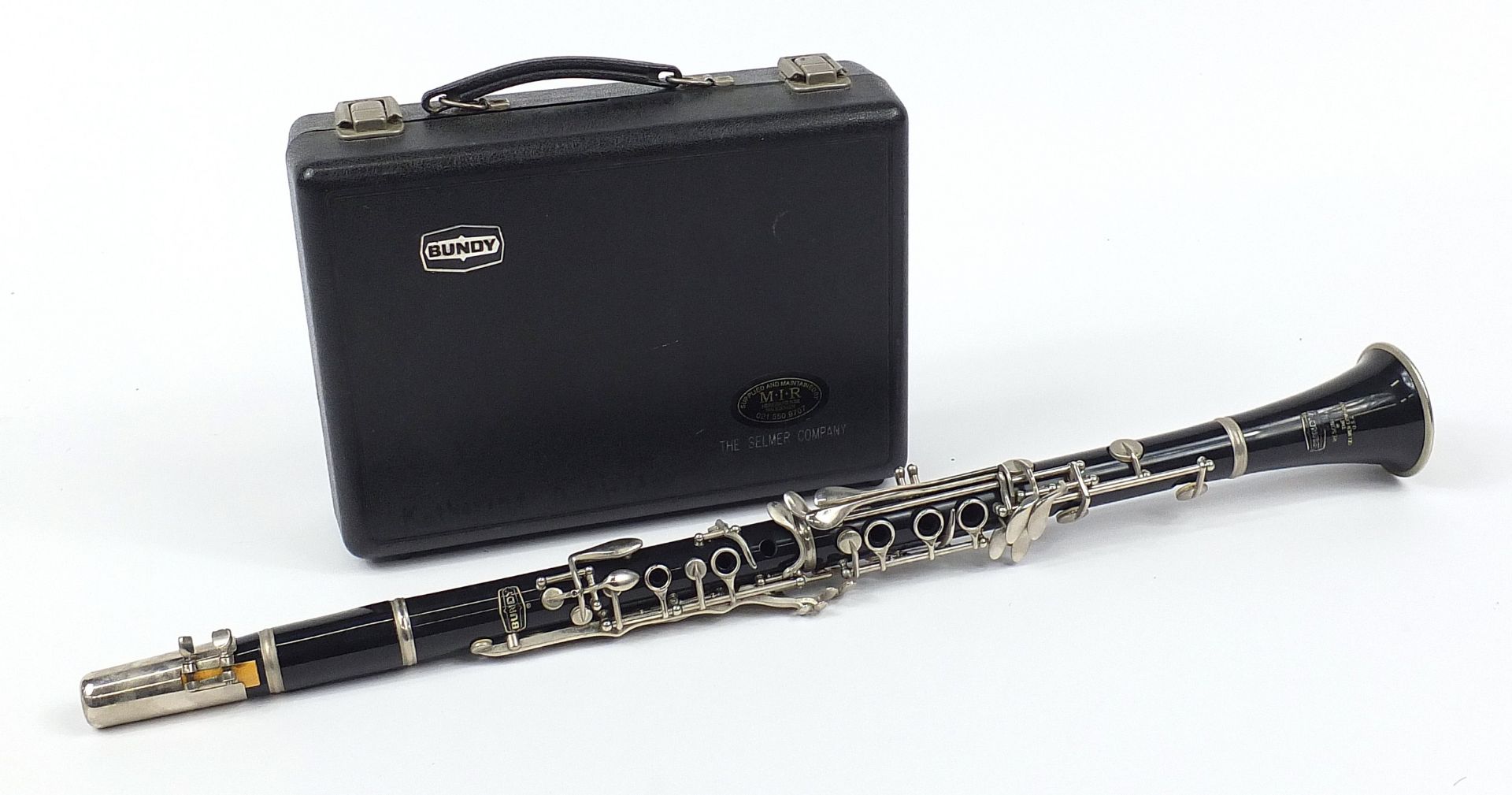 Bundy four piece clarinet by The Selmer Company USA, housed in a fitted case