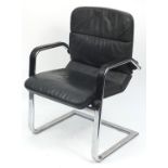 Ahren de Cirkel, Danish black leather and chrome recliner office chair, label to the base,