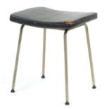Stag, vintage industrial stool with leather seat, 44cm high