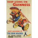 Keep Going on Guinness poster advertising The Iron Maiden by Gilroy, framed and glazed, 75cm x