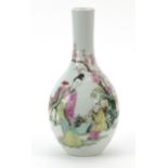 Chinese porcelain vase hand painted in the famille rose palette with two figures and deer amongst