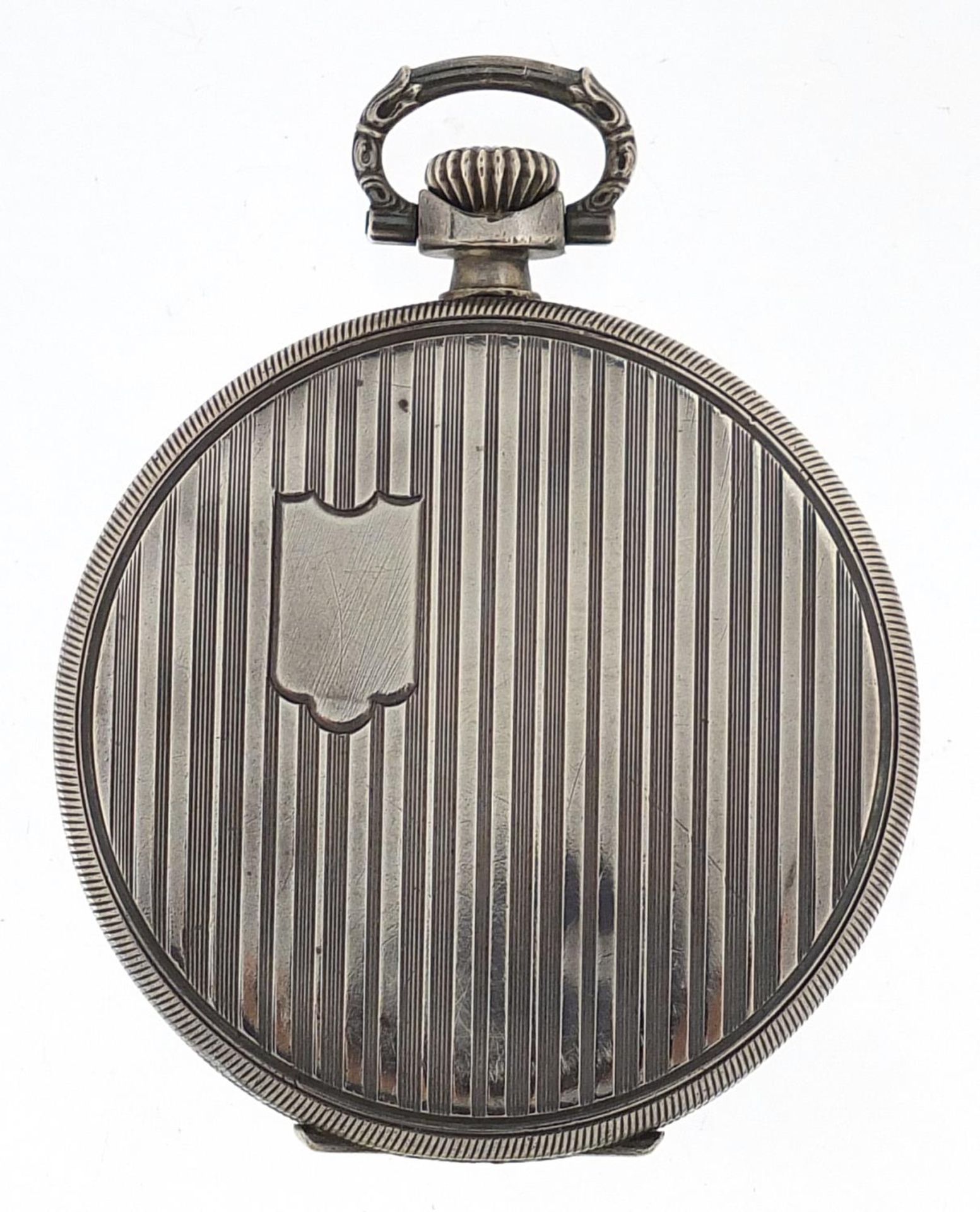 Eterna, Art Deco silver open face pocket watch retailed by A Voelkel, the movement numbered 2533871, - Bild 2 aus 4