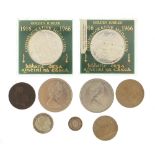 Coinage including two 1966 Jubilee silver medallions