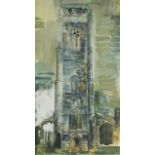 After John Piper - Walberswick Tower 1958, vintage print in colour, mounted, framed and glazed, 68.