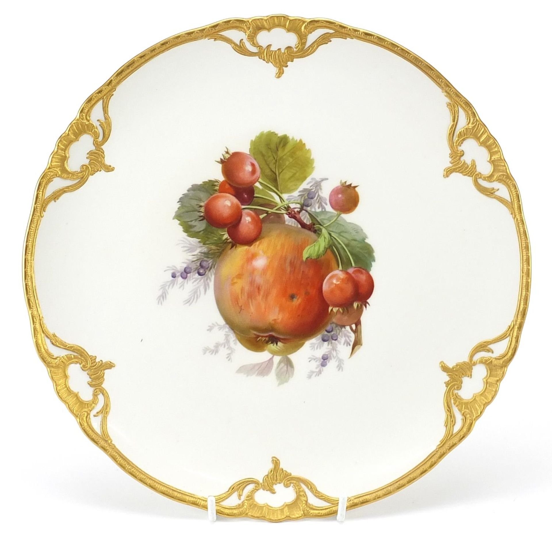 KPM, German porcelain cabinet plate hand painted with fruit, 28.5cm in diameter Overall in generally