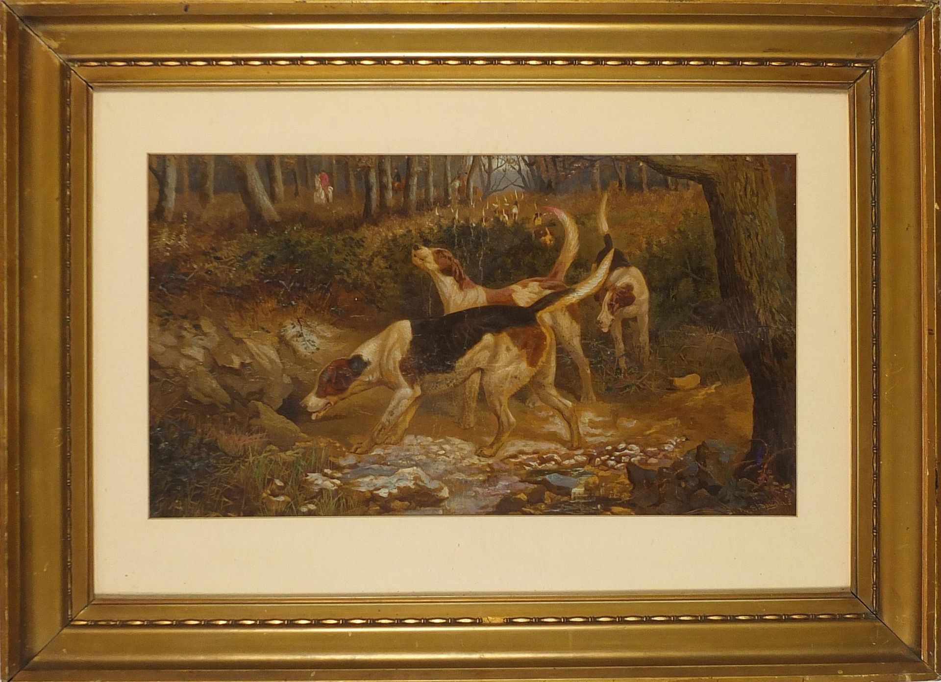 Edward Algernon Stuart Douglas - Foxhounds and huntsmen, pair of heightened prints in colour, - Image 3 of 9