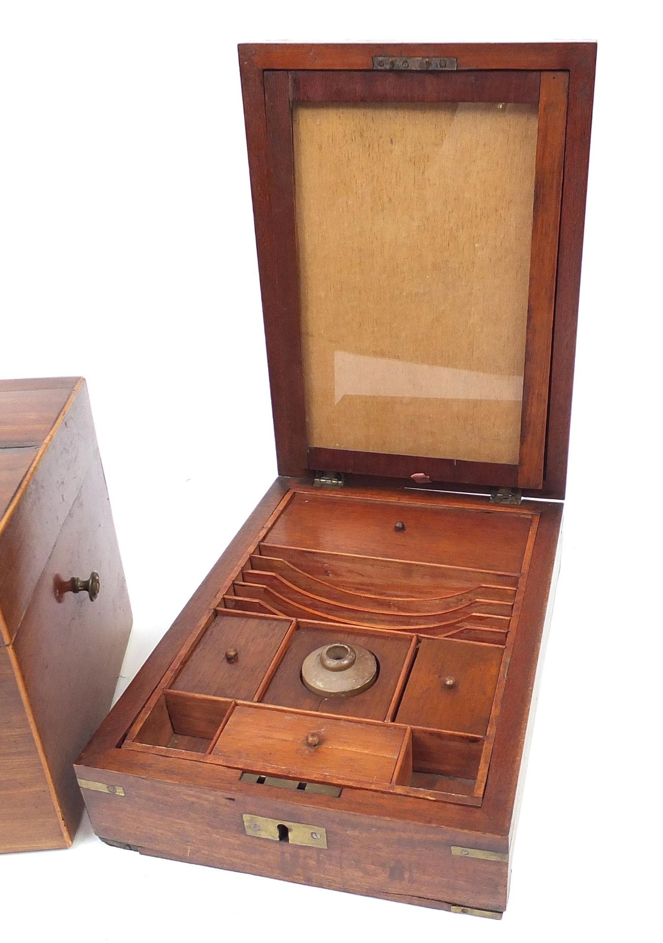 Woodenware comprising rosewood box and a military interest campaign style travelling writing box, - Image 2 of 3