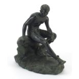 Italian patinated bronze Mercury figure signed Fonderia Sommer Napoli , 20.5cm high Overall in