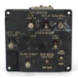 British military interest weapon control panel from an RAF F4 Phantom J numbered 811600 25, 13.5cm