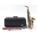 Conn 20M brass saxophone housed in a fitted case, 60cm in length