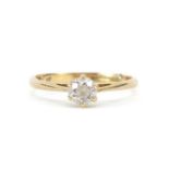 9ct gold cubic zirconia solitaire ring, size M/N, 1.4g