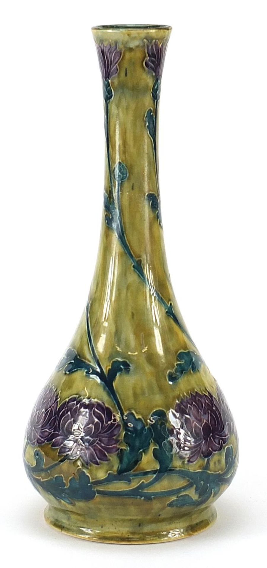 S Hancock & Sons Morris ware vase hand painted with stylised flowers, 25cm high - Image 2 of 3