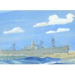 G F Campbell - Rio Bound, SS Samphill, mid 20th century naval interest gouache, mounted, framed