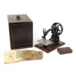 Willcox & Gibbs hand operated sewing machine with case, the case 35.5cm in length