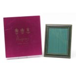 Asprey tooled leather easel photo frame with box, 28.5cm x 23.5cm, aperture size 22.5cm x 17.5cm