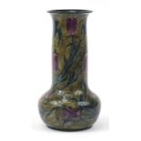 S Hancock & Sons, large Morris ware vase hand painted with violets, 36.5cm high Some general crazing