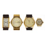 Four vintage and later ladies and gentlemen's wristwatches comprising a 9ct gold Crusader ladies