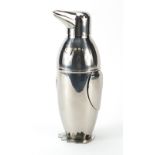 Art Deco design cocktail shaker in the form of a penguin, 22.5cm high Appears to be in good