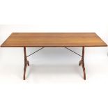 Rectangular pine dining table, 73.5cm H x 180cm W x 81cm D